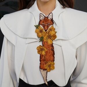 Vintage Embroidered Fox Tie